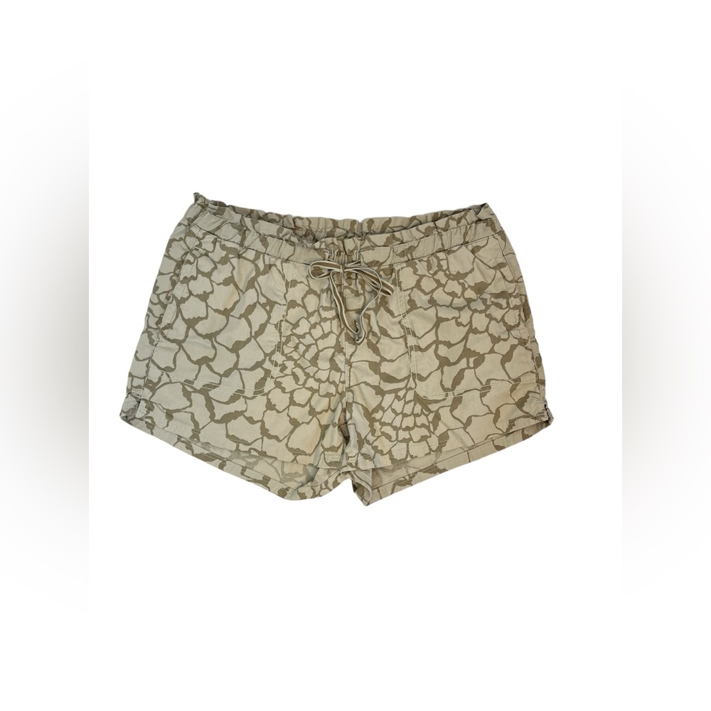 The North Face woman’s pull on tan printed cotton blend shorts size medium‎